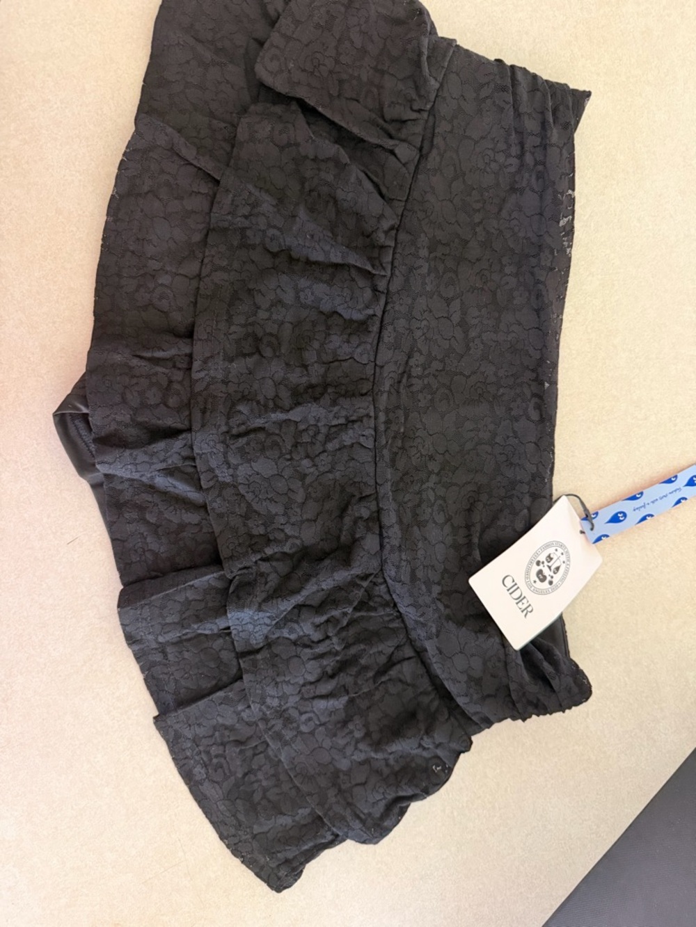 CIDER Black Lace Ruffle Mini Skort